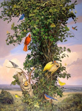 pflaume vögel Ölbilder verkaufen - Vögel und wilde Geißblatt
